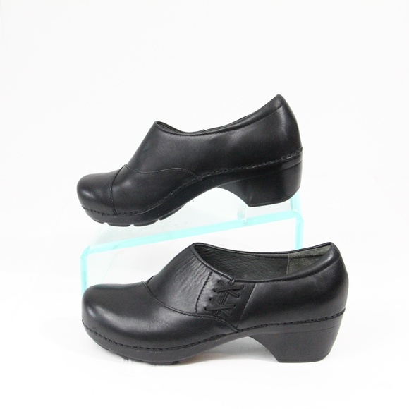 Dansko Platform Clogs Women Chunky Shoes Black Leather Slip on EU 40 - Picture 7 of 10